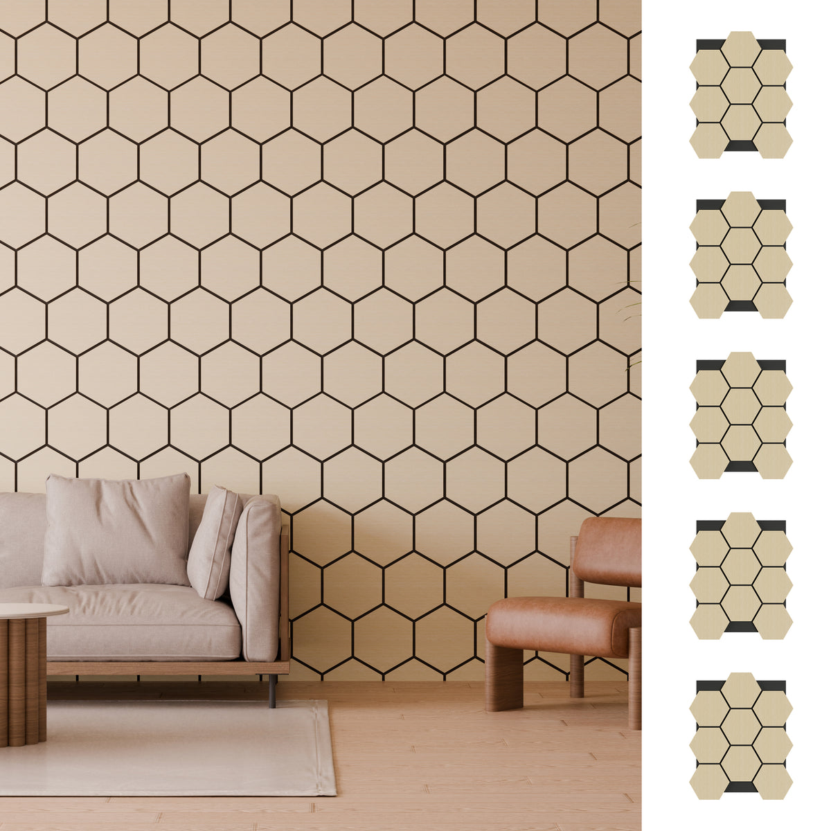 Panneau acoustique hexagonal chêne 69,3 x 56,7 cm - 18 mm - lot de 5