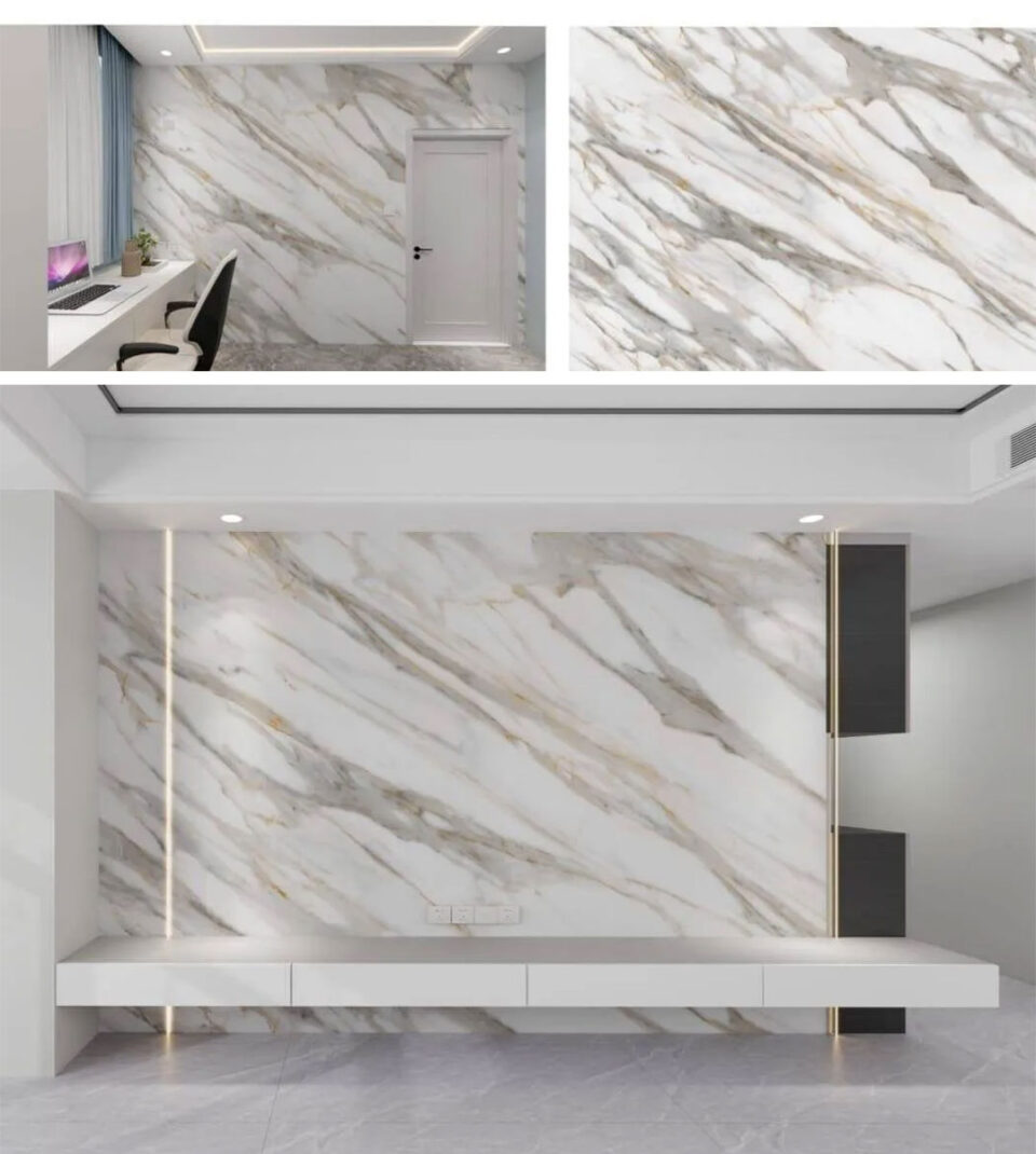 Panneau Adhésif - Effet Marbre Blanc