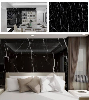 Panneau Adhésif - Effet Marbre Noir (2)