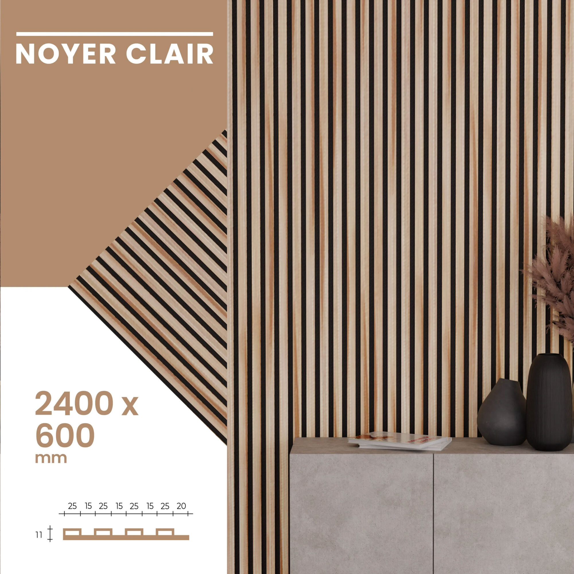 panneau acoustique noyer clair 11 mm