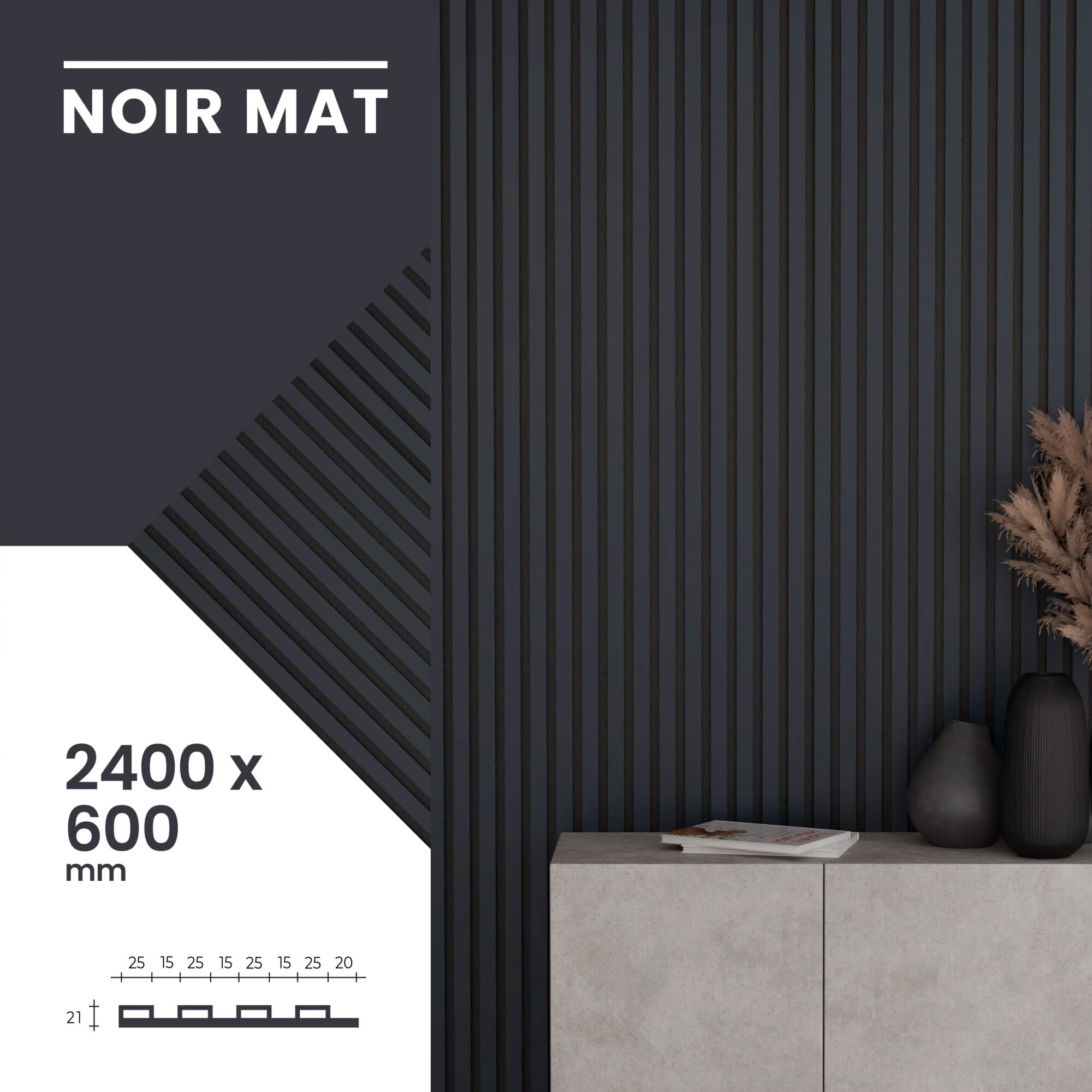 panneau acoustique noir mat 21 mm
