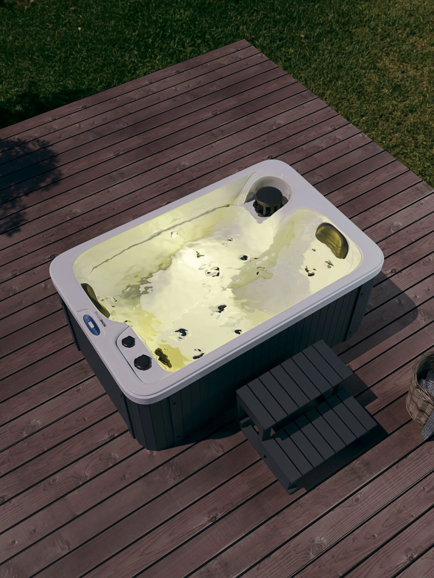 Spa Rectangulaire en Acrylique Gris – Modèle PS-J200 _ 2 Places Allongées avec 15 Jets Hydromassants