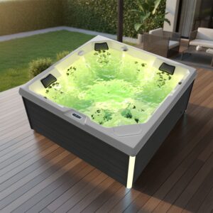 Spa Extérieur Premium en Habillage Bois – Modèle PS-J525 _ 5 Places avec Jets Hydromassants et Chromothérapie