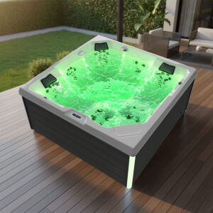 Spa Extérieur Premium en Habillage Bois – Modèle PS-J525 _ 5 Places avec Jets Hydromassants et Chromothérapie