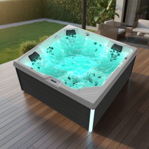 Spa Extérieur Premium en Habillage Bois – Modèle PS-J525 _ 5 Places avec Jets Hydromassants et Chromothérapie