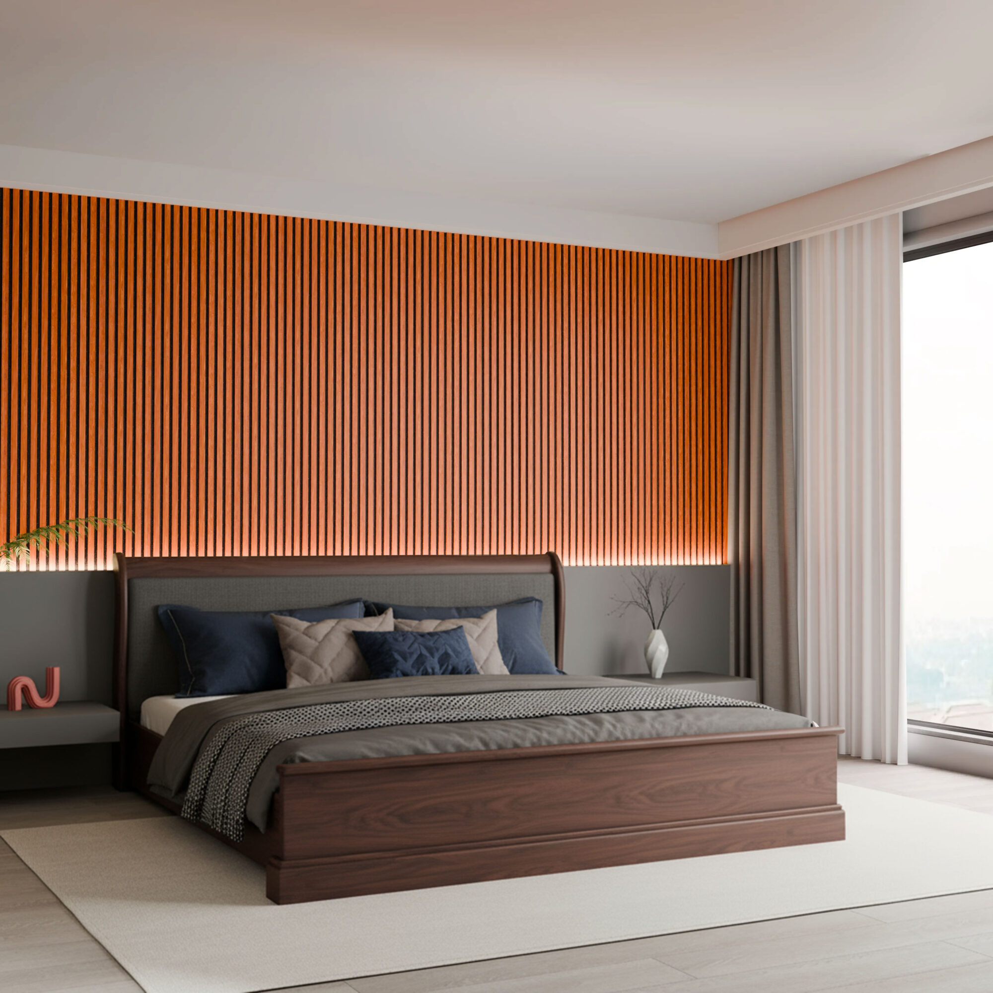 Panneau acoustique en noyer