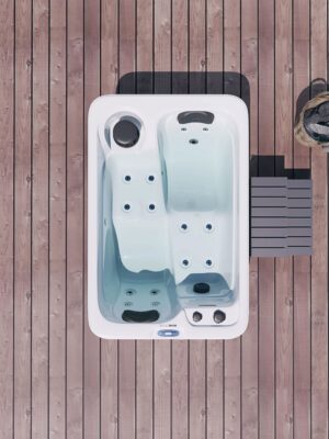 Spa Rectangulaire en Acrylique Gris – Modèle PS-J200 _ 2 Places Allongées avec 15 Jets Hydromassants