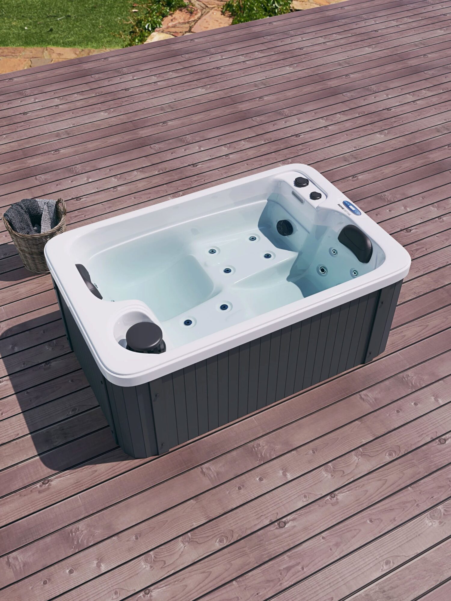 Spa Rectangulaire en Acrylique Gris – Modèle PS-J200 _ 2 Places Allongées avec 15 Jets Hydromassants