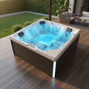 Spa Extérieur Premium en Habillage Bois – Modèle PS-J525 _ 5 Places avec Jets Hydromassants et Chromothérapie