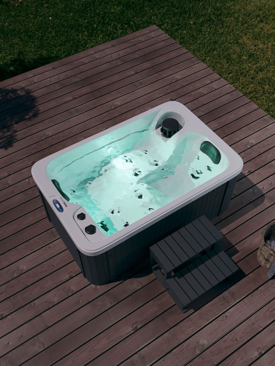 Spa Rectangulaire en Acrylique Gris – Modèle PS-J200 _ 2 Places Allongées avec 15 Jets Hydromassants