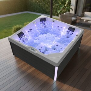 Spa Extérieur Premium en Habillage Bois – Modèle PS-J525 _ 5 Places avec Jets Hydromassants et Chromothérapie