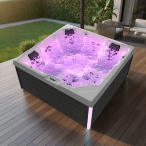 Spa Extérieur Premium en Habillage Bois – Modèle PS-J525 _ 5 Places avec Jets Hydromassants et Chromothérapie