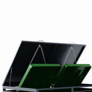 Cache Poubelle Design – Modèle 2 Compartiments | Structure Métal & Bois | Couleur Noir | 132 x 80 x 116 cm