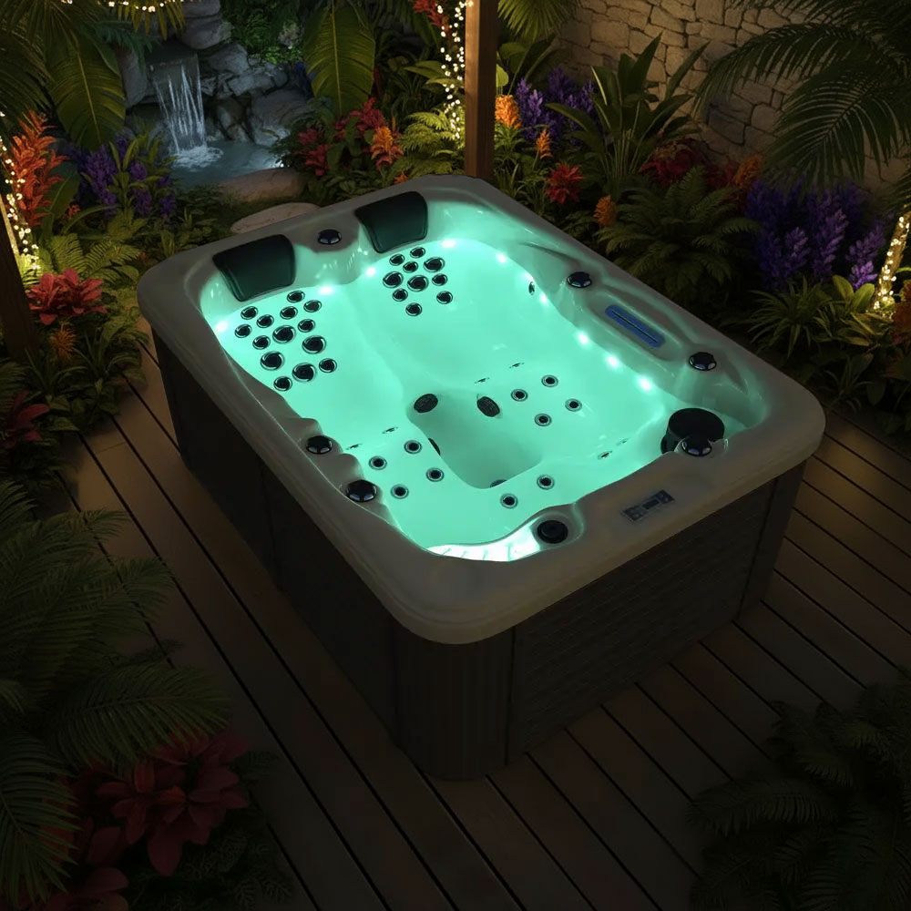 Spa Extérieur Premium – Modèle PS-6016 _ 3 Places (2 Allongées + 1 Assise) avec Jets Hydromassants & Cascade