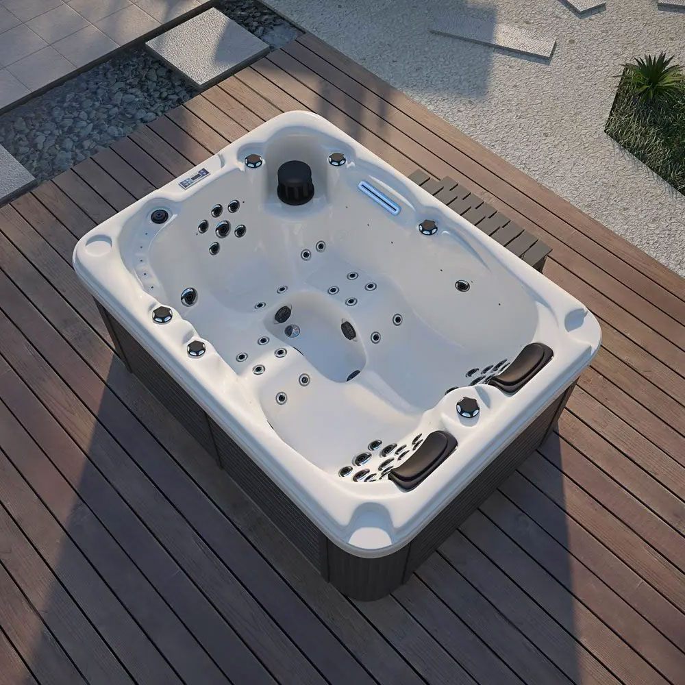 Spa Extérieur Premium – Modèle PS-6016 _ 3 Places (2 Allongées + 1 Assise) avec Jets Hydromassants & Cascade