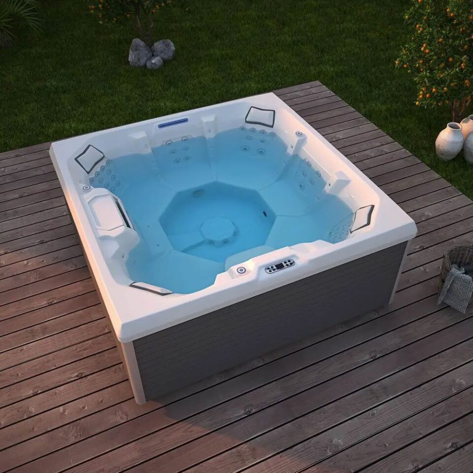 Spa Extérieur Premium – Modèle RL-J600 _ 5 Places (3 Assises + 2 Allongées) avec 31 Jets Hydromassants & Coque Acrylique Blanche
