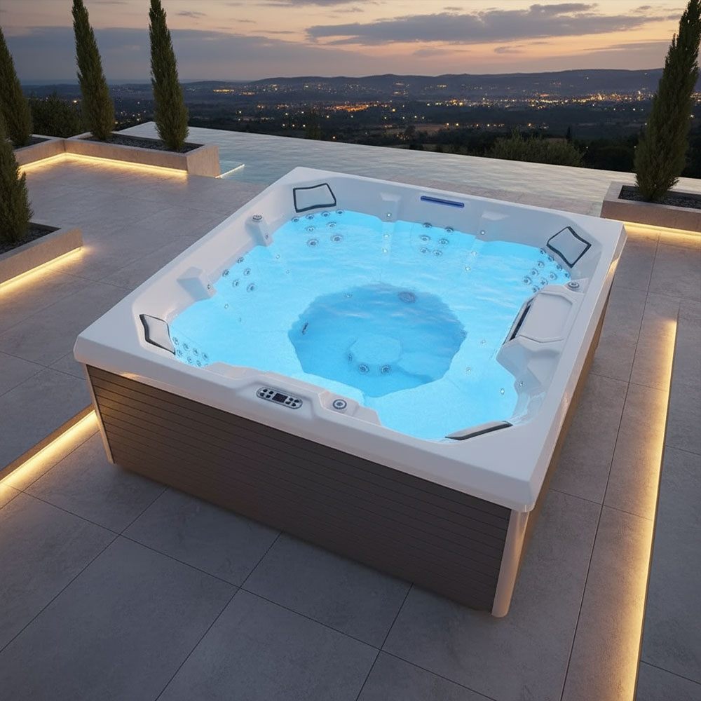 Spa Extérieur Premium – Modèle RL-J600 _ 5 Places (3 Assises + 2 Allongées) avec 31 Jets Hydromassants & Coque Acrylique Blanche