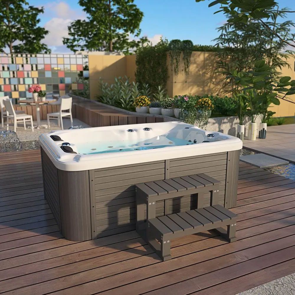 Spa Extérieur Premium – Modèle PS-6016 _ 3 Places (2 Allongées + 1 Assise) avec Jets Hydromassants & Cascade