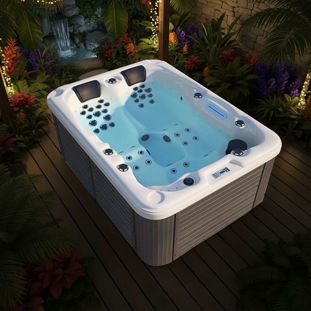 Spa Extérieur Premium – Modèle PS-6016 _ 3 Places (2 Allongées + 1 Assise) avec Jets Hydromassants & Cascade