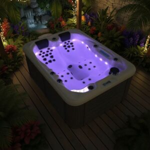 Spa Extérieur Premium – Modèle PS-6016 _ 3 Places (2 Allongées + 1 Assise) avec Jets Hydromassants & Cascade