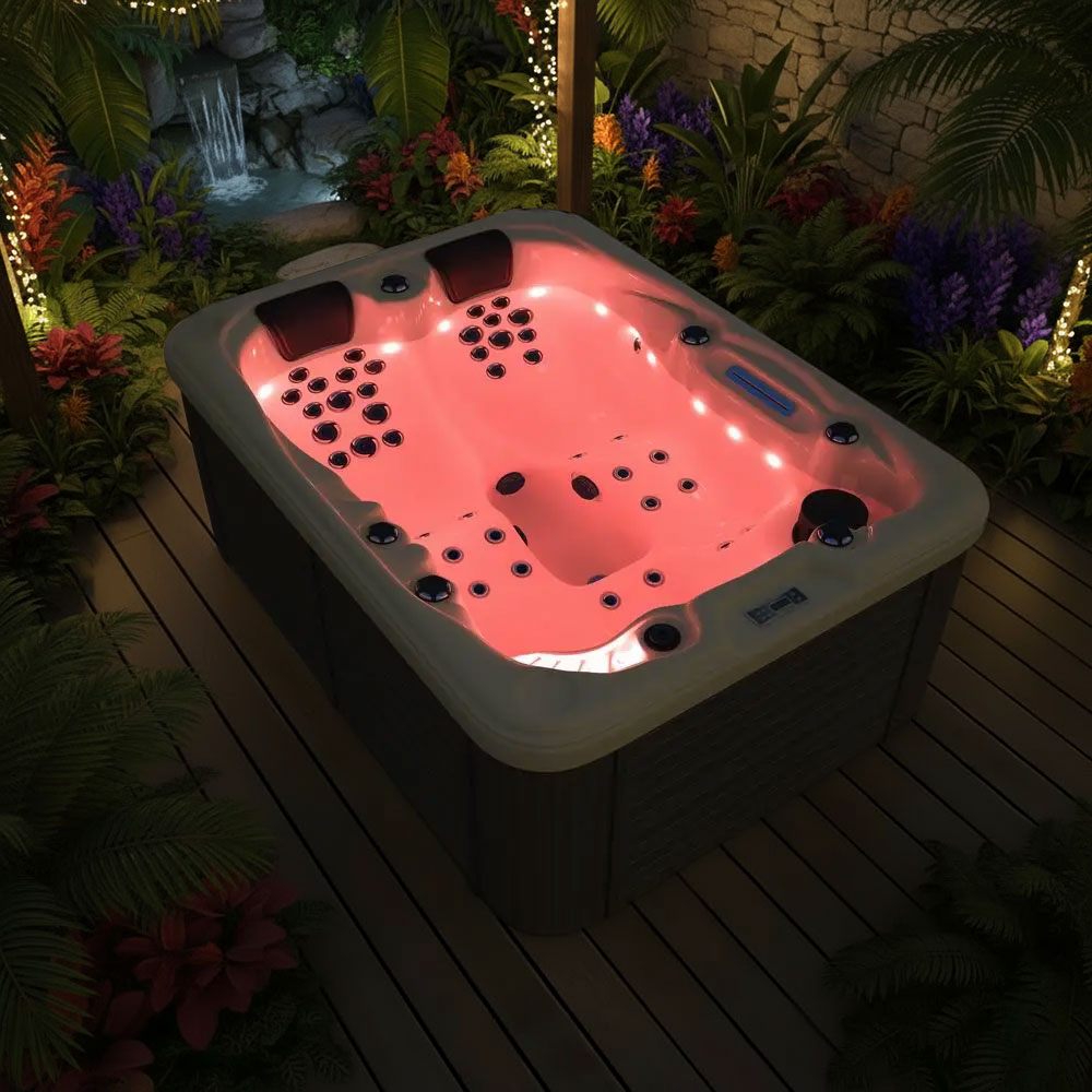 Spa Extérieur Premium – Modèle PS-6016 _ 3 Places (2 Allongées + 1 Assise) avec Jets Hydromassants & Cascade