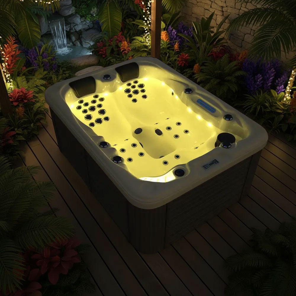 Spa Extérieur Premium – Modèle PS-6016 _ 3 Places (2 Allongées + 1 Assise) avec Jets Hydromassants & Cascade
