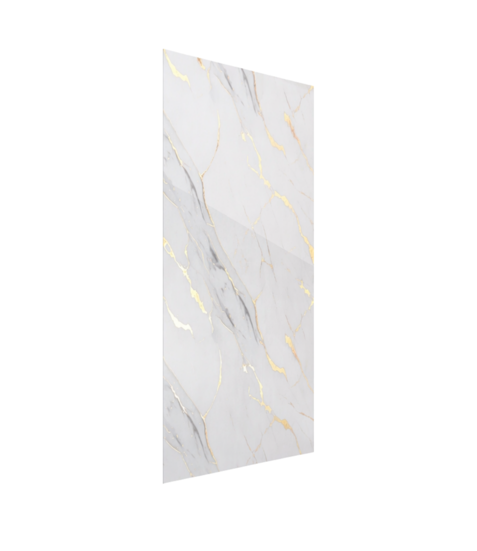 Panneau PVC - Effet Marbre Blanc/Gris – 250 x 120 cm – Étanche – Garantie 15 ans