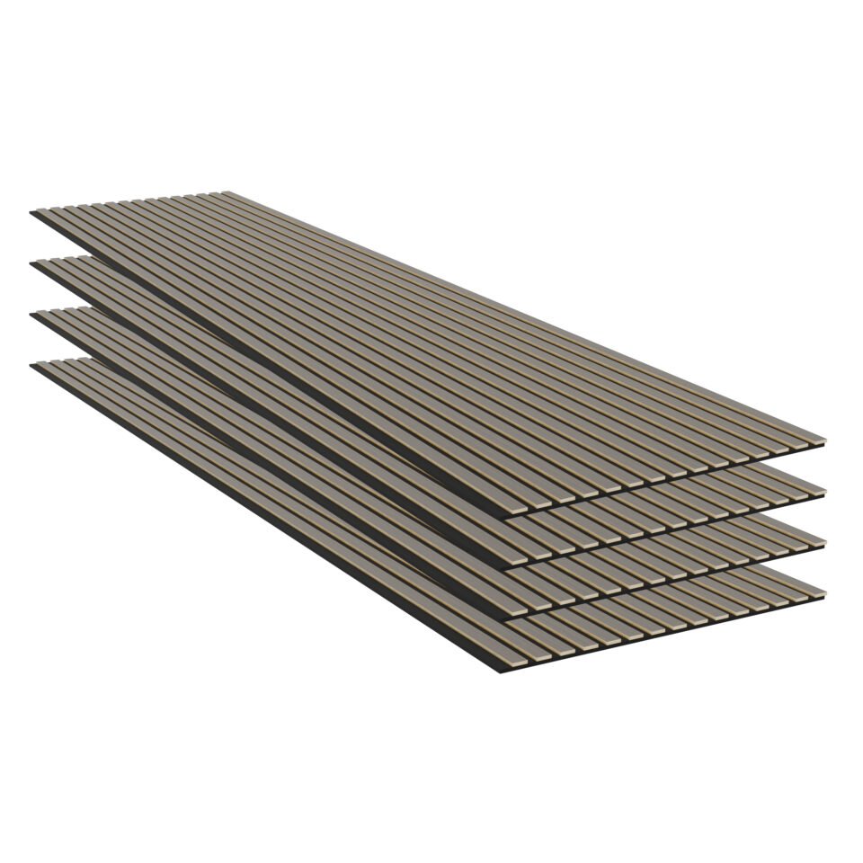 Panneaux acoustiques muraux en noyer – Feutrine acoustique noire – 11 mm – Lot de 4