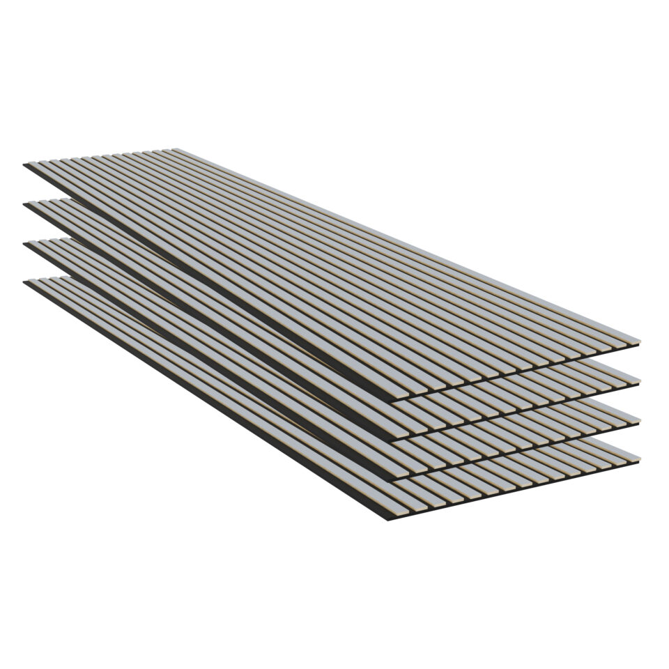 Panneaux acoustiques muraux en cuir gris – Feutrine acoustique noire – 11 mm – Lot de 4