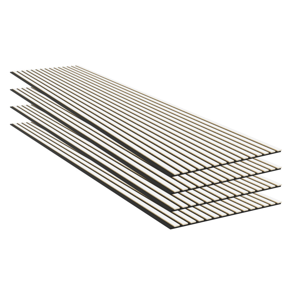 Panneaux acoustiques muraux en cuir blanc – Feutrine acoustique noire – 11 mm – Lot de 4