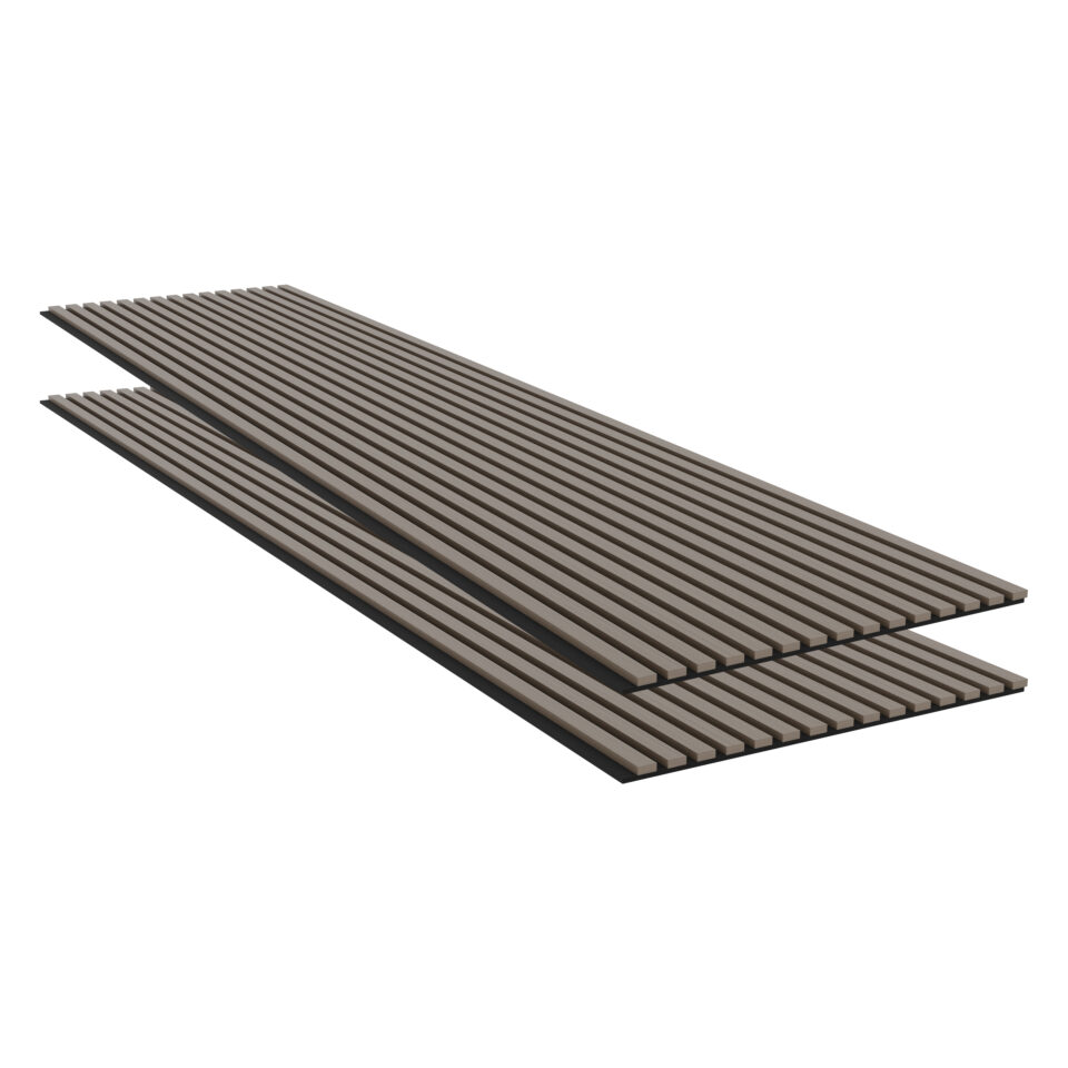 Panneaux acoustiques décoratifs en noyer – Feutrine noire – Épaisseur 21 mm – Lot de 2