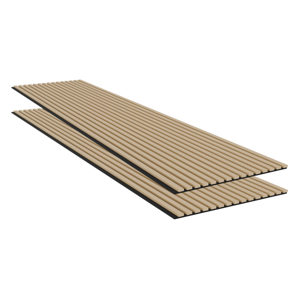 Panneaux acoustiques décoratifs en chêne – Feutrine noire – Épaisseur 21 mm – Lot de 2